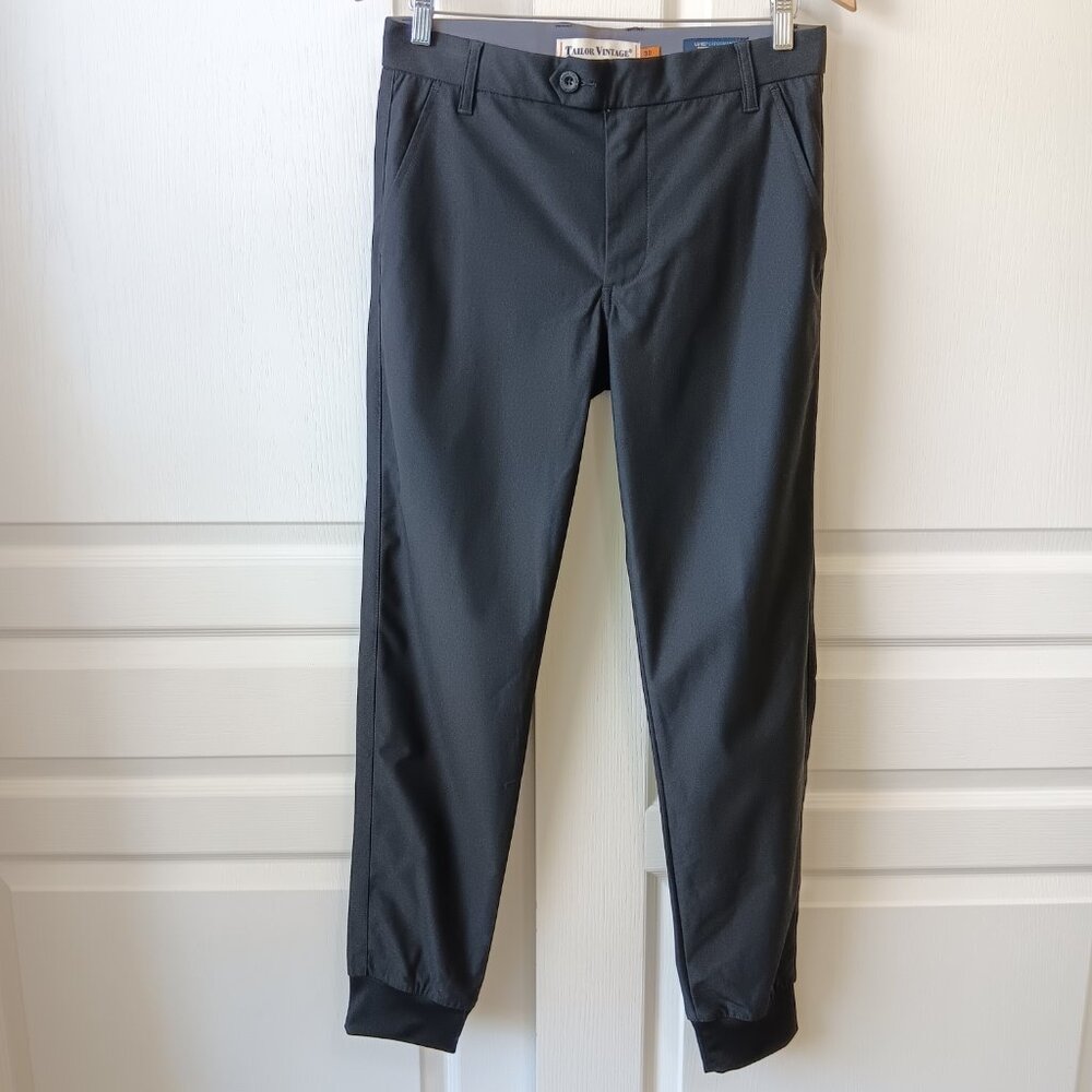 NEW Tailor Vintage Men's Black Canaan Slim-Fit Performance Joggers Size 30